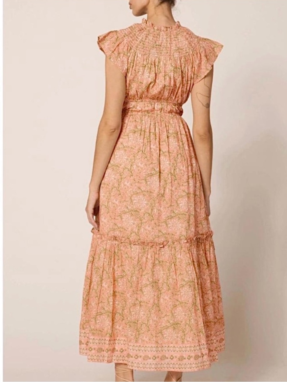 NWT CLEOBELLA Indira Ruffle Tiered Cotton Dress Blush Pink Small - Picture 7 of 7